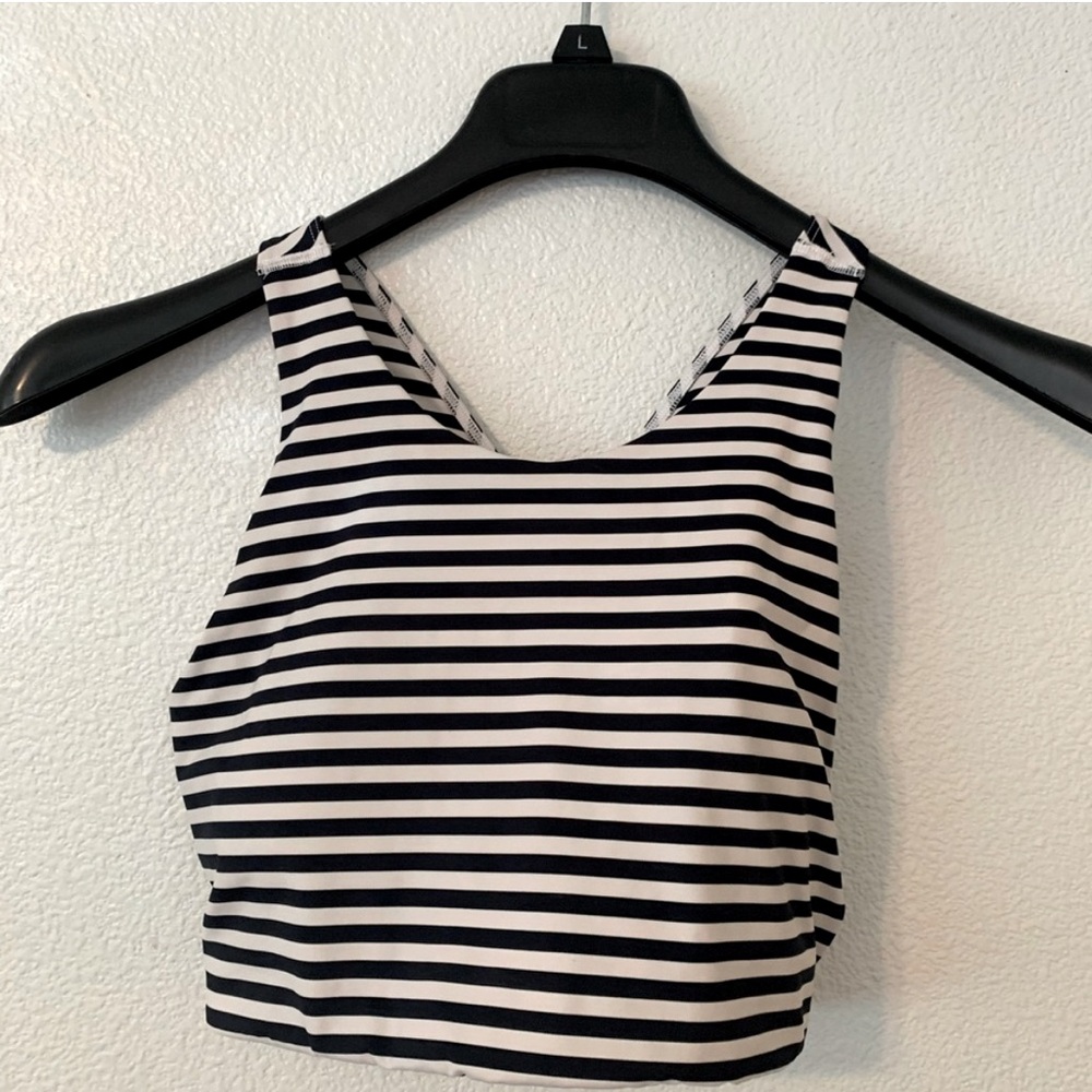 Athleta Maldives Swim top Size M Striped Black White